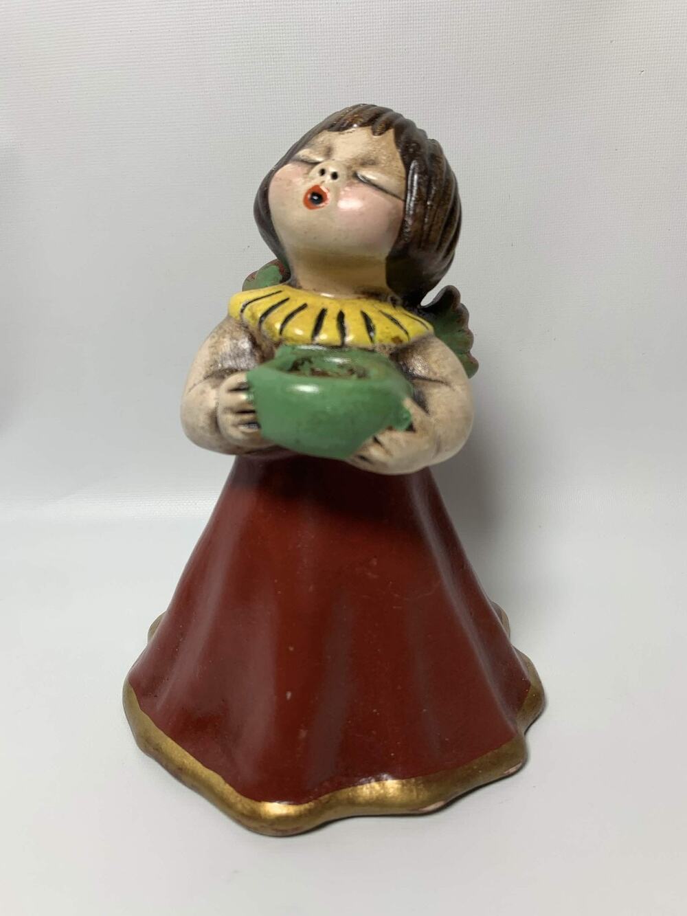 Vintage THUN Bozner Engel Italy Red Singing Angel Candle Holder 6 In